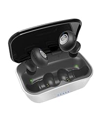 Auriculares inalámbricos iQute True, Bluetooth 5.0, controlador de grafeno de 12 mm, estéreo 3D, bajos extra, más de 40 horas de reproducción con estuche de carga, a prueba de sudor, Siri, auriculares con cancelación de ruido con micrófono para iPhone And