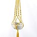 Mkono Colorful Macrame Plant Hanger Indoor Outdoor Hanging Planter Basket Cotton Rope 4 Legs 40 Inch-Yellow