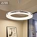 CHYING Pendant Light Modern LED Pendant Lighting 15W 3000K Contemporary Silver Circle Hanging Light Fixture for Kitchen Island Dining Room Bedroom Foyer