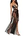 HaoDuoYi Womens Sexy Mesh Tulle Sheer High Waist Split Maxi Skirt