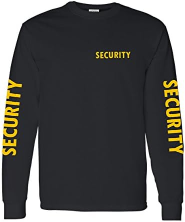 Tee Plaza - Men's Security Long Sleeve T-shirt Yellow Logo 4S tee Black - XL