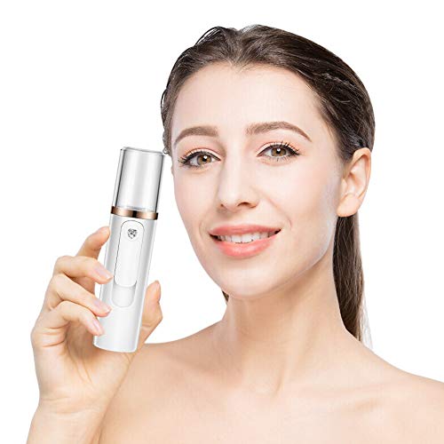 Facial SteamersMoisturizer Sprayer, Handheld Atomizer Humidifier USB Face Moisture Eyelash Extensions Skin Care Facial Water Spa Beauty Instrument (White)