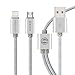 SGIN 3FT 2in1 Lightning and Micro USB Cable Nylon Braided Sync and Charging Cord Charger for iPhone 7/7Plus/6s plus/6s/6 plus/6/5s/5c/5, iPad/iPod, Samsung, HTC(Grey)
