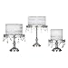 Sophia Cake Stand Set of 3, Round Metal Plate Dessert Cupcake Pedestal Wedding Party Display with Glass Crystals (Silver)