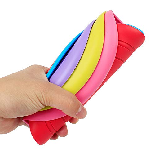 VizGiz 4 Pack Dog Flying Disc Toy Pet Fly Frisbee Toys Soucer Pet Training Supplies Outdoor Indoor Soft Rubber 18cm Non-Toxic Health Interactive Flyer Tooth Resistant Random 4 Colors - Thumbnail 2