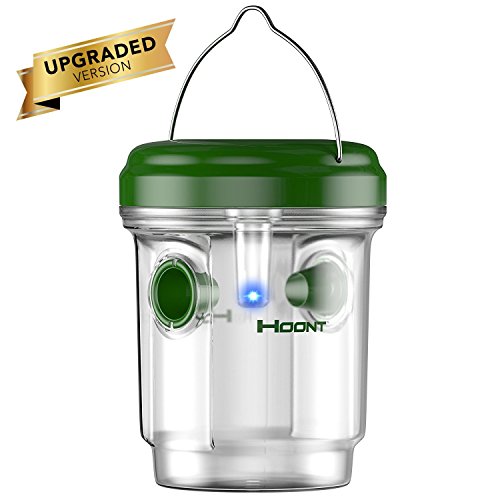 Hoont Solar Outdoor Wasp Trap Killer with UV LED Light – Traps Wasps, Yellow Jackets, Bees, Hornets, Etc. – Effectively Lures, Traps and Retains Bees Until They Die [UPGRADED]