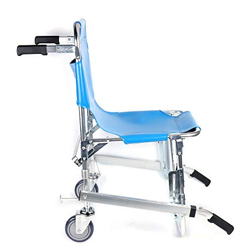 Stair Chair 4 Wheels EMS Stair Chair 70010-BL Ambulance Firefighter Evacuation Medical Lift Stair Chair Emergency Patient Transfer Stair Climbing Wheelchair