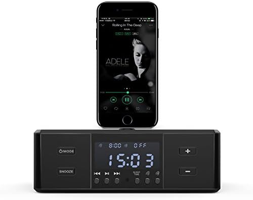 D9 Digital FM Dual Alarm Clock Radio with 3 Lightning Docks (8Pin/Type-c/Micro-usb Charging Port) Bluetooth 4.0 Speaker for Iphone 5/5s/6/6+/7/7+/android smartphones