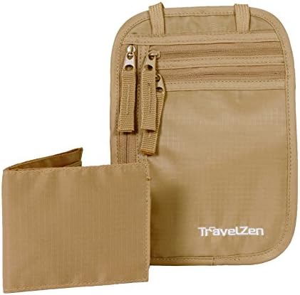 TravelZen Security Wallet, A RFID Blocking Neck Passport Pouch plus Dummy Wallet. Smart monotone colours and extra secure for riskier travels.