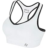 FITTIN Racerback Sports Bras for Women- Padded Seamless High Impact Support for Yoga Gym Workout Fitness White S