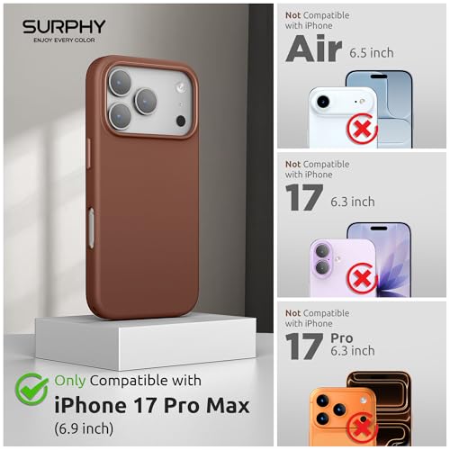 SURPHY PU Leather Case for iPhone 17 Pro MAX (6.9") Case Compatible with MagSafe, Leather Case with Precise Cutouts, Brown