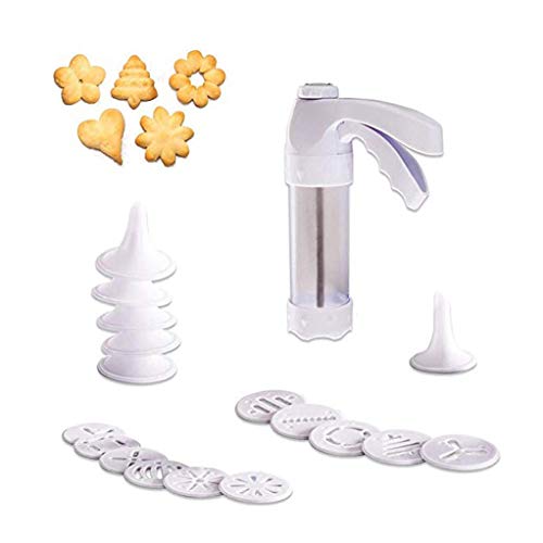 YIYATOO Cookie Press Gun Set with 12 Discs and 6 Icing Tips - Multifunctional Cookie Press Biscuit Maker Cake DIY Decorating Gun Set Food Grade Plastic - Thumbnail 5