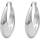 Edforce Stainless Steel Chunky Large Thick Rounded Tube Hoop Earrings