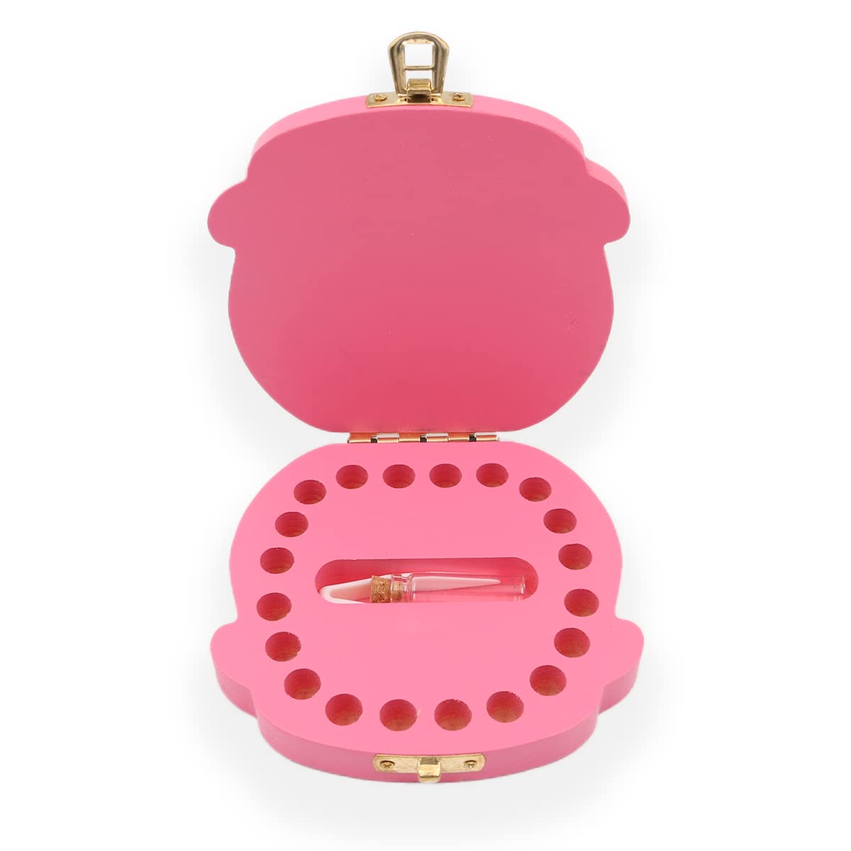 ANCLLO Rustic Wooden Baby Teeth Storage Box, Heart Shape, 12.5 cm * 11.5 cm * 3 cm, Girl