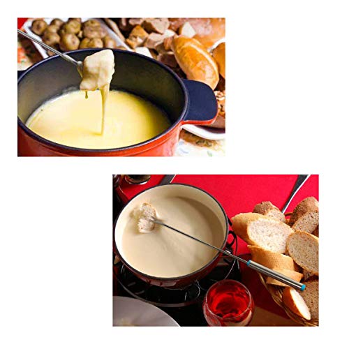 Set of 12 Stainless Steel Fondue Forks 9.5" with Heat Resistant Handle,FLYPARTY Color Coding Forks Perfect For Cheese Chocolate Fountain Roast Marshmallows Meat