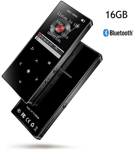 MP3 Player with Bluetooth 4.2, Lonve 16GB Portable Lossless Sound Metal Music Player with FM Radio Voice Recorder Metal Touch Button Music Speaker, Supports up to 128GB Black