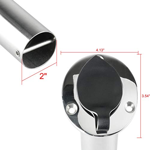 Amarine Made 2 Stück 15 Grad Edelstahl robuste bündige Montage sonnenbeständig Rutenhalter mit schwarzer PVC-Kappe und… – Bild 3