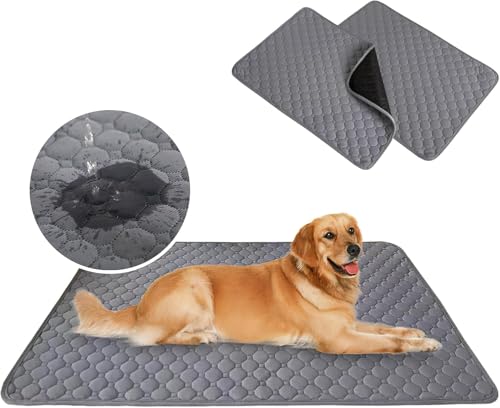2 PCS Almohadillas Lavables para Perros, Impermeable Almohadilla de Entrenamiento,Tapetes Reutilizable de Entrenamiento para Perros, Almohadilla con Antideslizante Inferior para Perro Gatos (50X70CM)