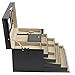 Black Jewelry Box Case Lockable Mirrored Storage Organizer Faux Leather and Beige Velvet