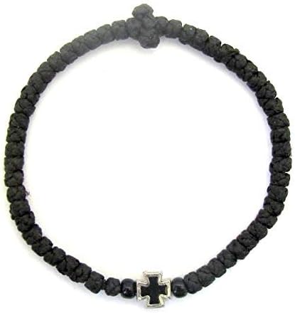 IconsGr Handmade Christian Orthodox Komboskoini, Prayer Rope Bracelet Black - 5608, 33 Knoten - Image 3