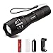 SIX FOXES Handheld Flashlight, 1000 Lumens T6 Led Bulb Waterproof Zoomable Adjustable Flashlight Rechargeable 18650 Lithium Battery With Charger