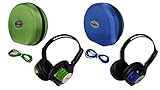2 Pack Kid Sized Wireless Infrared Car DVD IR Automotive Colored Adjustable 2 Channel Headphones With Case and 3.5mm Auxiliary Cord. Note: Will Not Work on 2017+ GM's or Pacifica
