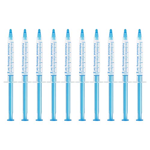EZGO 10 Pack Teeth Whitening Gel Refills 22% Bleaching Gel, No Sensitive Teeth Whitener, Great for Sensitive Tooth Whitening, Works with Teeth Whitening LED Light and Trays (10 X 3ML)