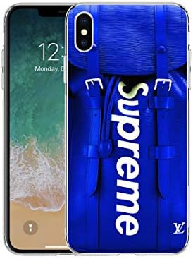 LV Suprereme Blue Backpack Silicone Back Protective Cover Skin Case Holder for iPhone 6 6S iPhone 6 6S Plus iPhone 7 8 iPhone 7 8 Plus iPhone X iPhone Xs iPhone Xs Max iPhone XR (iPhone Xs Max)