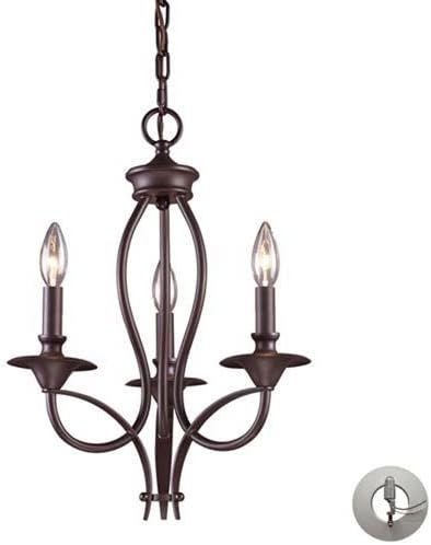 251 First Aster Oiled Bronze Three-Light Chandelier