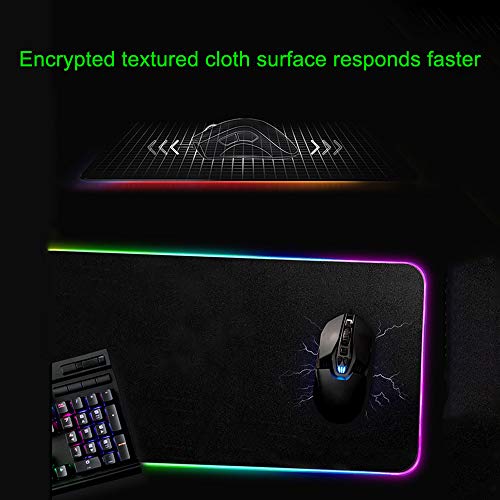 gdfh RGB Gaming Mouse Pad Soft, USB Interface, 8 Lighting Modes, 4mm Ultra Thick, Oversized Glowing Led Extended Mouse Pad, Anti-Slip Rubber Base Waterproof Keyboard Mouse Mat