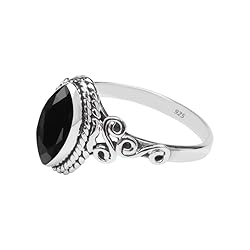 Black Tourmaline Stone Ring 925 Sterling Silver