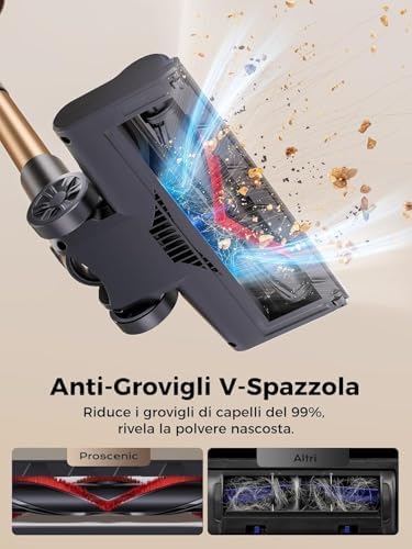 P11 Ultra+ Aspirapolvere senza fili 500W/50Min/50KPA, Scopa Elettrica senza Fili Potente con Spazzola Anti-Groviglio, Display LED, Batteria Rimovibile, per Pavimenti/Tappeti/Peli