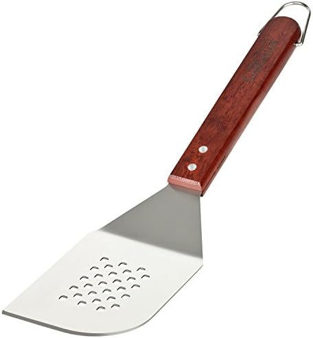 Grillfaktur® Long Stainless Steel Barbecue Spatula (38 cm), Barbecue Spatula with Wooden Handle Made from Rosewood