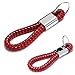 iJDMTOY Red Braided Leather Strap Craft Keychain Key Chain Ring Universal Fit Compatible With Car Key Fob, Keys