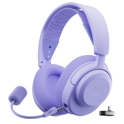 SteelSeries Arctis Nova 3P Wireless - PS5 Headset & PC Gaming Headset – App-Steuerung – 40 Std. Akku – Neodym-Magnet-Treiber – 2,4 GHz/Bluetooth – Abnehmbares Mikrofon – Für PS5, PC, Switch - Lavendel