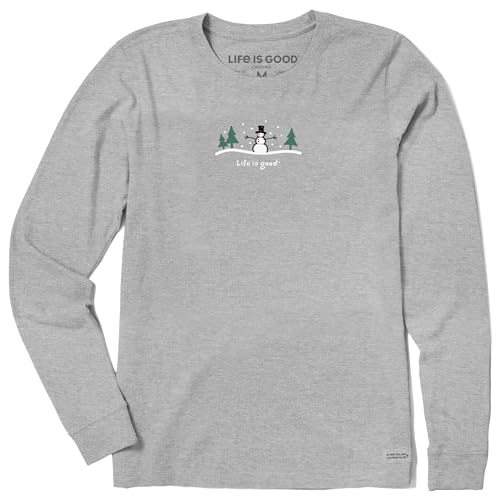 Life is Good Snowman Outdoor Cotton Tee, Shortsleeve Graphic Crew Neck T-Shirt,…