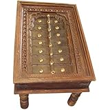 Mogul Interior Antique Indian Chai Table Cute Table Brass Medallions Unique Farmhouse