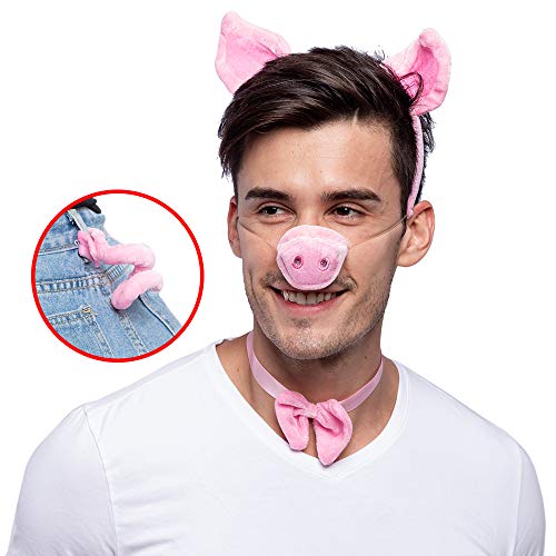 Pink Animal Costume Accessories Set with Pig Nose, Ears, Bowtie and Tail for Halloween Party, Farm T - //medicalbooks.filipinodoctors.org