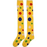 PRETYZOOM Clown Stockings Womens Knee High Socks Polka Dot Clown Socks Women Girls Over Knee High Funny for Women Costume Yellow
