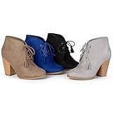 Brinley Co. Womens Chunky Heel Lace-up Faux Suede Ankle Booties