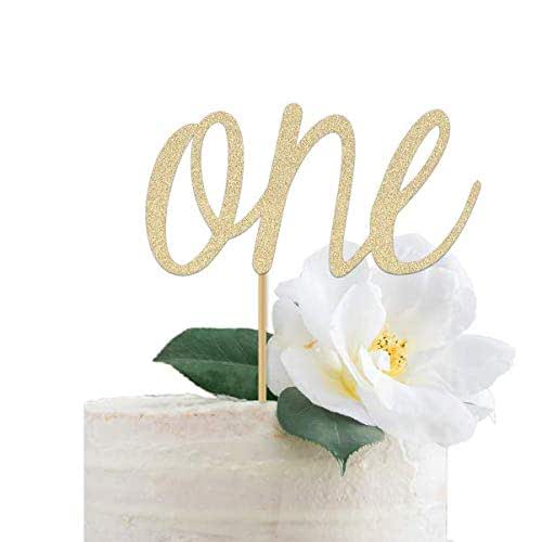 Beautifully Designed Gold One Cake Topper Made of Premium Glitter