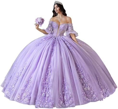 Amazon.com: LuxeEspy Sparkly Aqua Quinceanera Dresses with Train Off  Shoulder Puffy Long Prom Gown Elegant Sweet 16 Dresses Ball Gown 2:  Clothing, Shoes & Jewelry