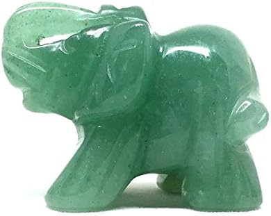 Nelson Creations Green Aventurine Elephant Gemstone Animal Carving Charm Totem Figurine | 1.5"