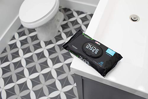 DUDE Wipes Flushable Wet Wipes (48 Count Dispenser and 30 Single Wipes) Individually Wrapped & Dispenser Natural Unscented with Vitamin-E & Aloe - Thumbnail 6