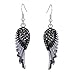 EVER FAITH Angel Wing Hook Earrings Austrian Crystal Silver-Tone - Black