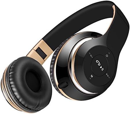 Wireless Bluetooth Headphones Sport Bluetooth Earphone Heavy Bass Portable Headphones Stereo Over-ear Foldable Headset Support TF Card with Mic for Cellphones Laptop Tablet TV Headphones (BlackGold)