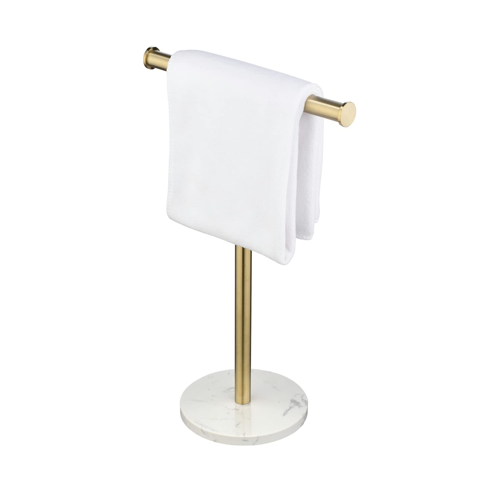 Marble Towel Rack, T Brushed Gold, Freestanding Bathroom Holder