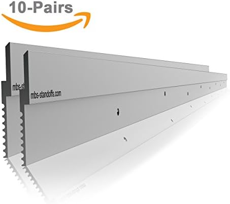 MBS Standoffs 3' Z-Clip Aluminum, French Cleat Picture Hanger System, Light to Medium Duty (Bag of 10 Pairs)
