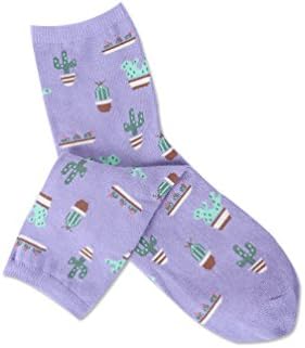 Harajuku Cute Pastel Socks Cactus Pattern (Lavender)