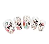 NiceDeco Nail Stickers Nail Tattoo Nail Decal Water Transfers Decals Oriental Floral Geisha Girls Design